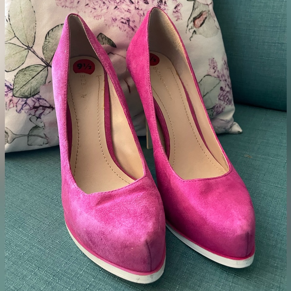 BCBGeneration Pink Suede Heels, size 9.5
